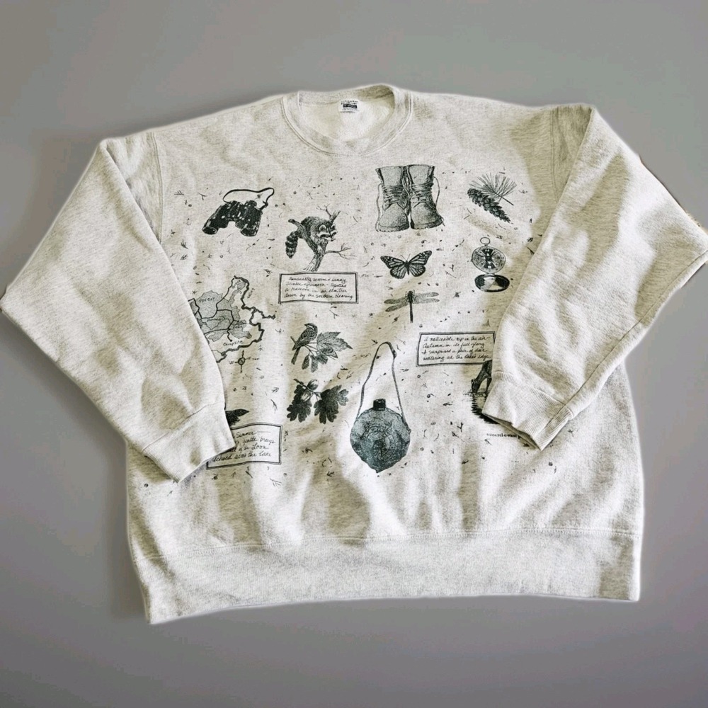Rare VTG REL-E-VANT PRODUCTS Hunting Nature Deer Duck 1995 Henley Sweatshirt 2XL
